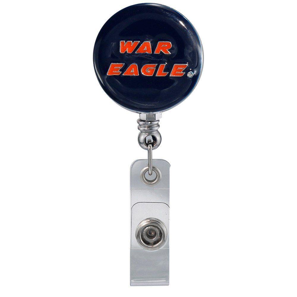 Auburn Tigers Blue "War Eagle" Retractable Work ID Badge Reel Holder. NCAA
